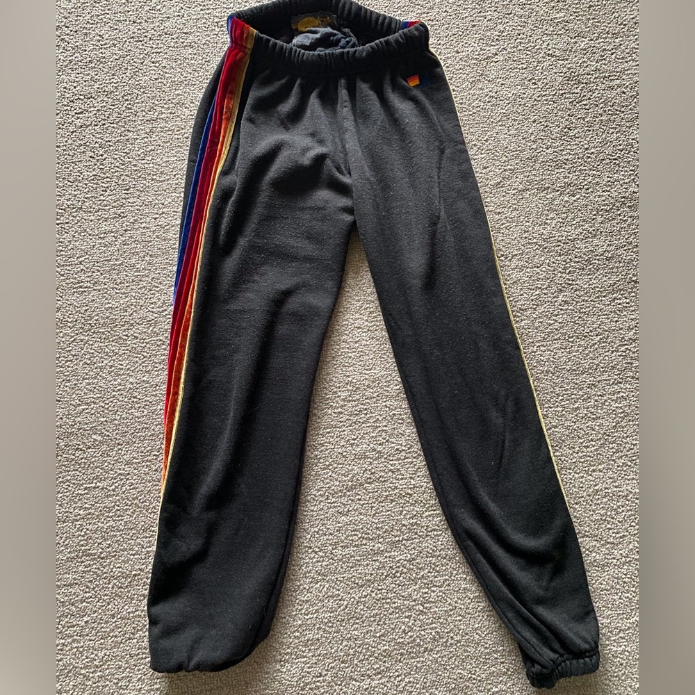 Aviator nation, charcoal, sweatpants, five stripe Velvet, extra small-firm price